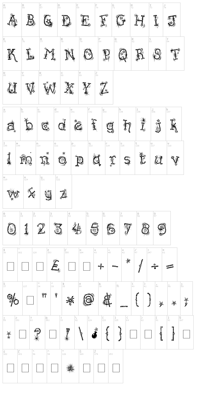 Kingthings Flashbang font map